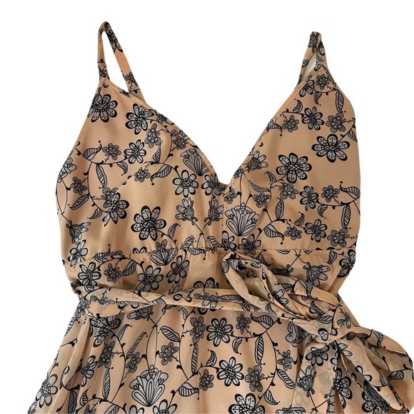 For Love & Lemons Pia Dress Pale Peach V-Neck Midi Low Back Adjustable Straps M - Picture 6 of 9